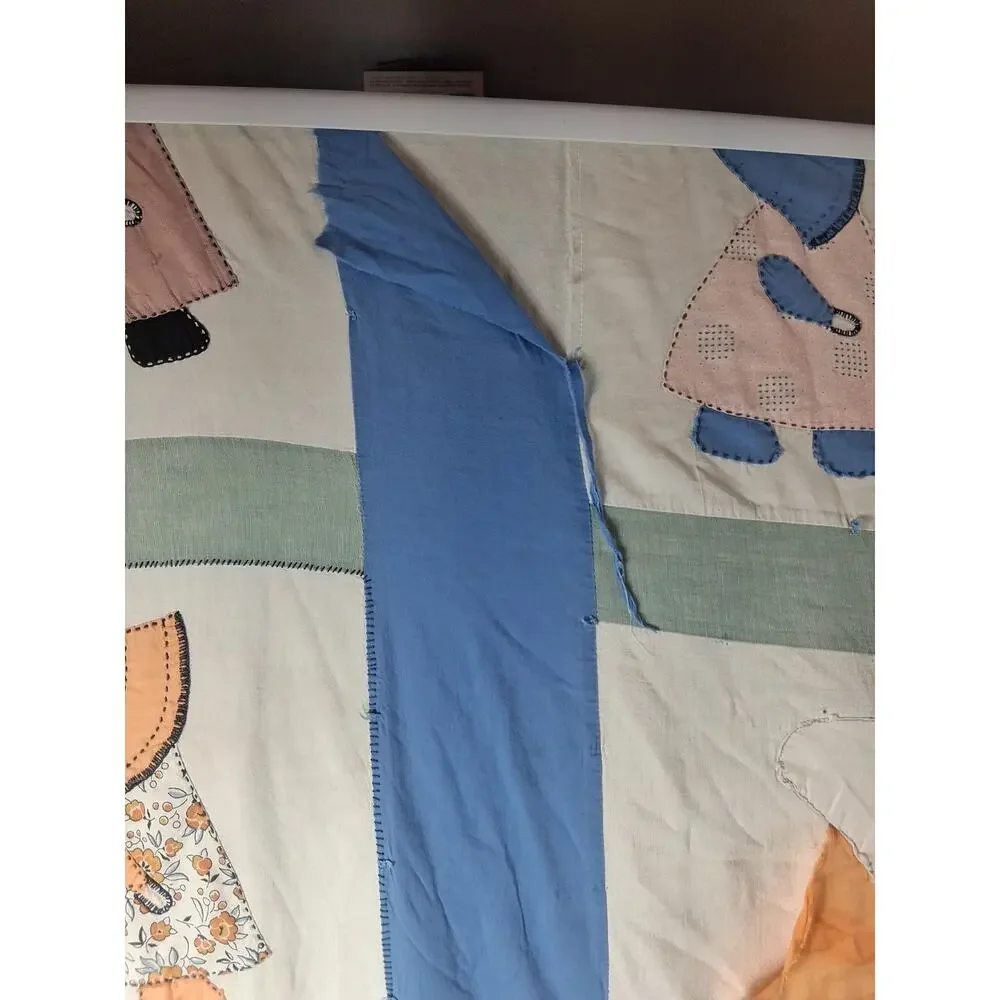 Sunbonnet Sue Handmade Vintage Quilt Colorful 68 × 78 Farmhouse Cottagecore